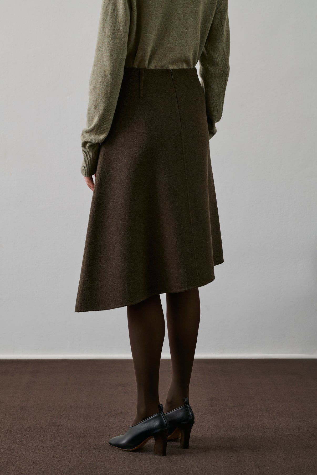 Jupe Geneve - Kaki Brun - Laine - Femme vue 3