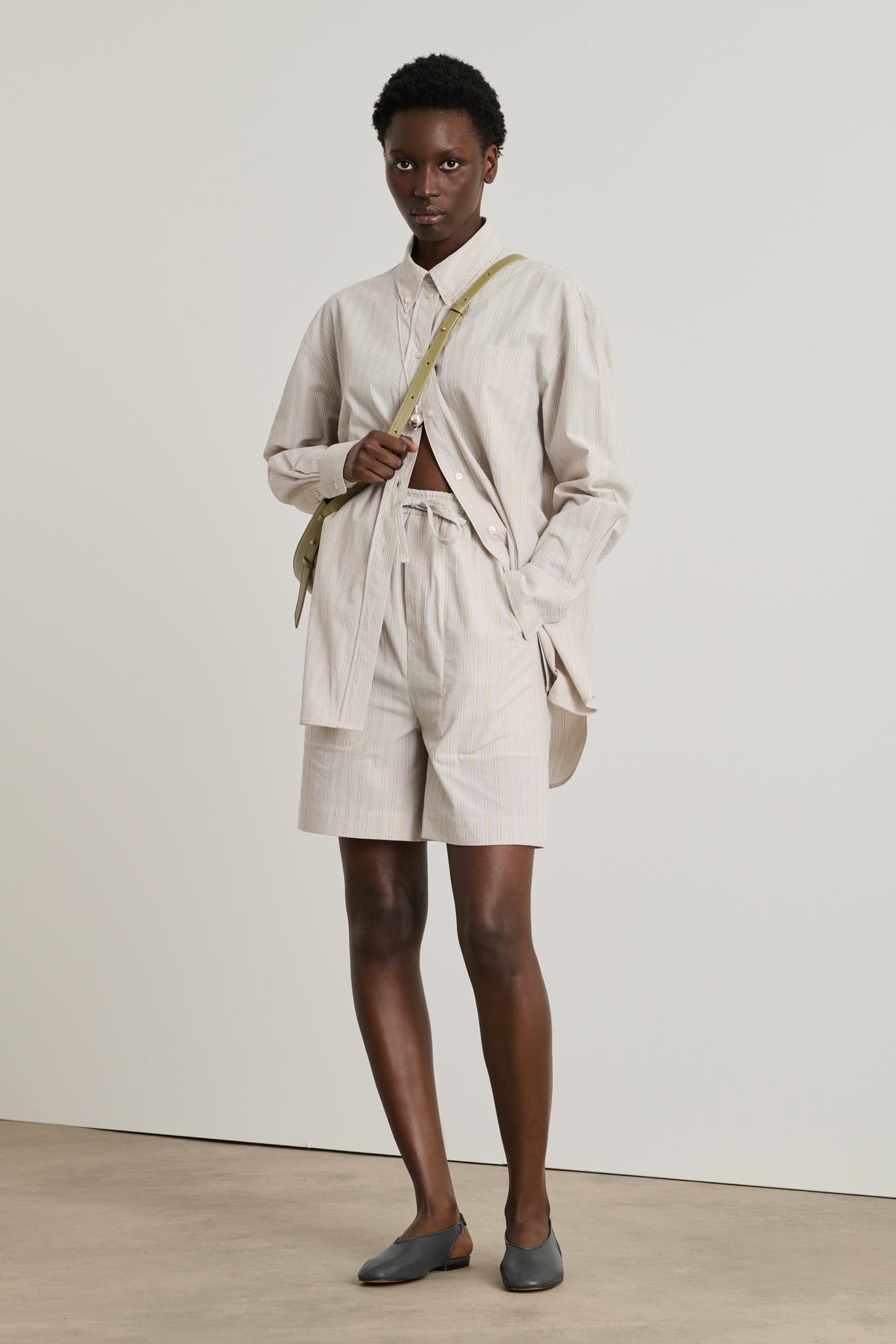 Short Emeric - Gris Clair/Écru - Coton - Femme vue 1