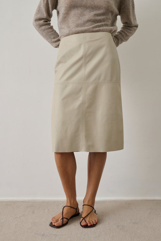 Jupe Gwen - Mastic - Cuir - Femme