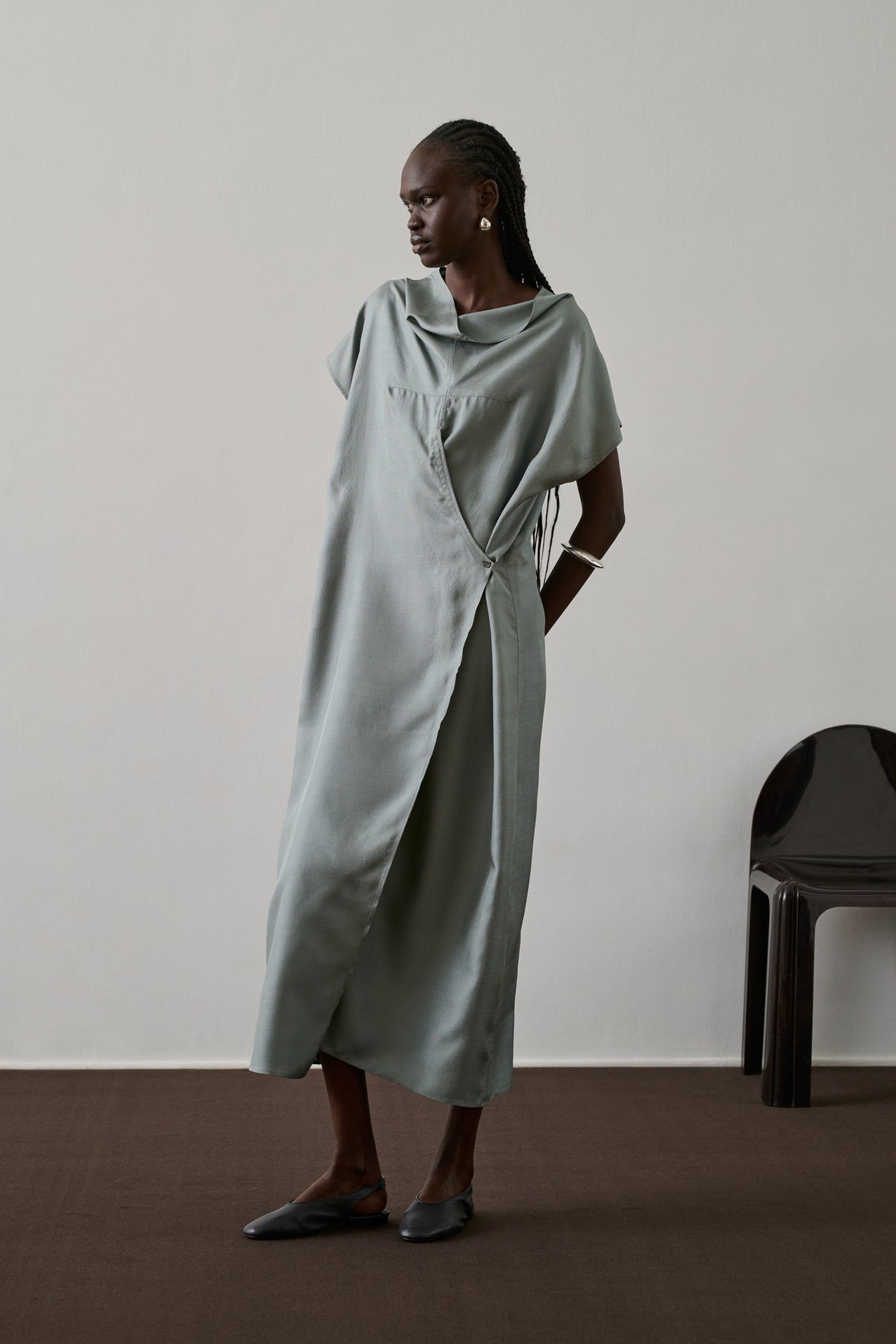 Robe Foggia - Bleu Glacé Foncé - Soie - Femme vue 4