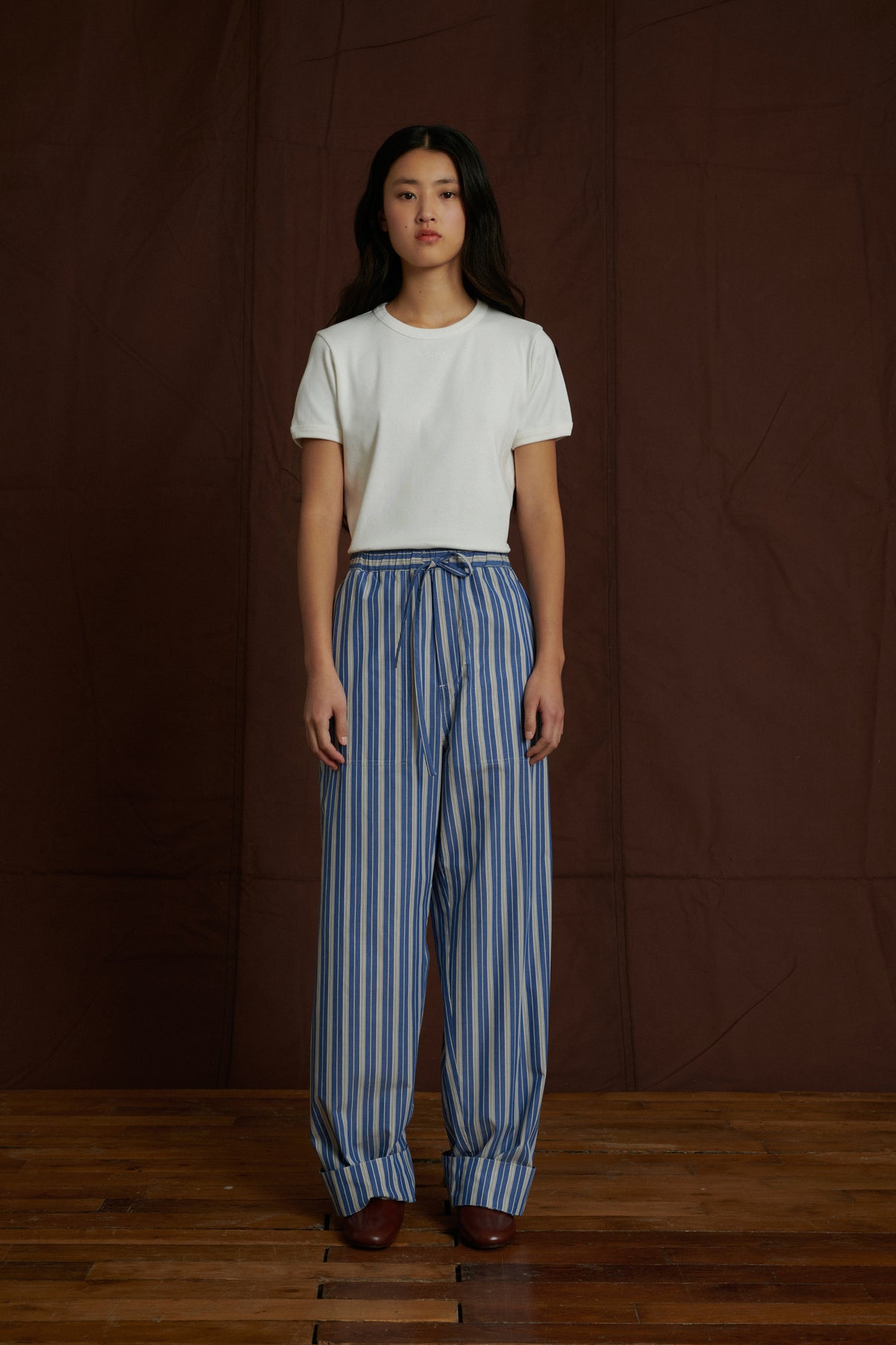 Pantalon Albert - Bleu/Blanc - Coton - Femme vue 1