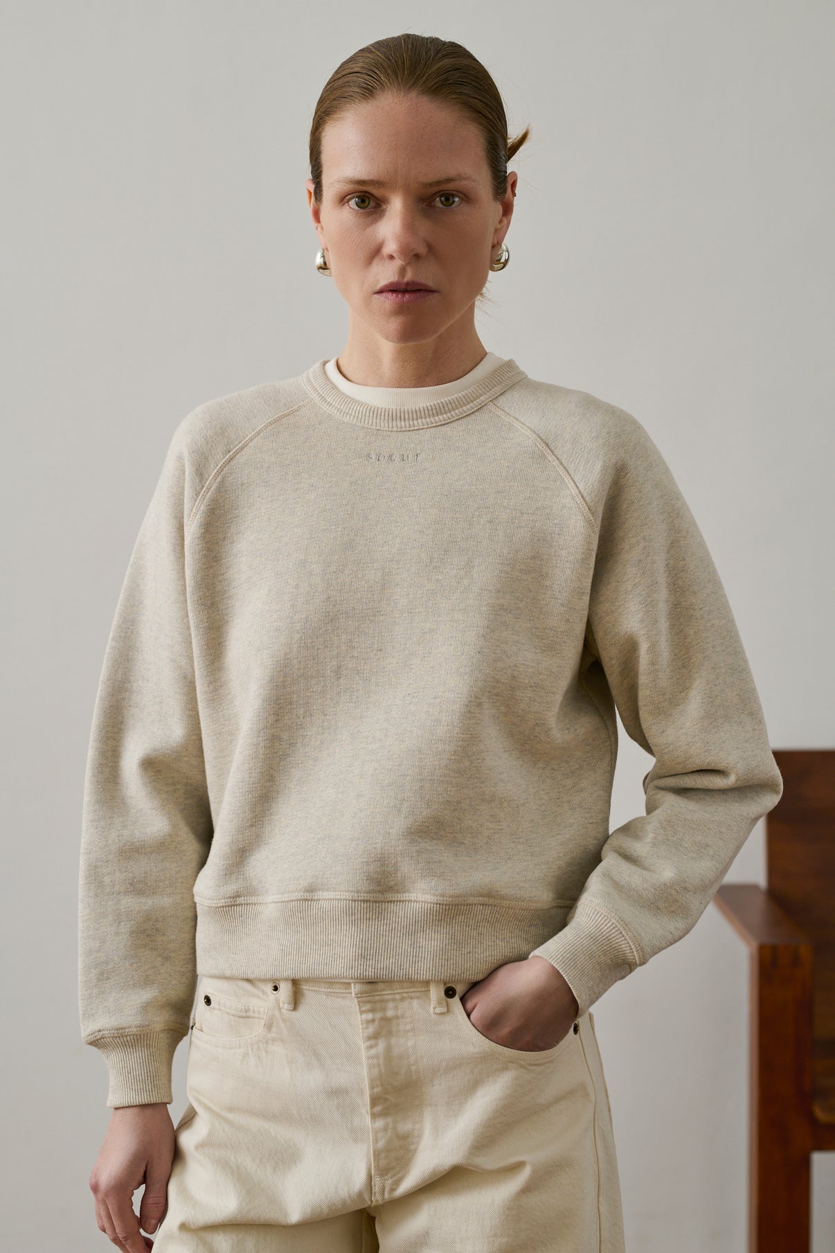 Sweatshirt Artemis - Gris Clair Chiné - Coton - Femme vue 1